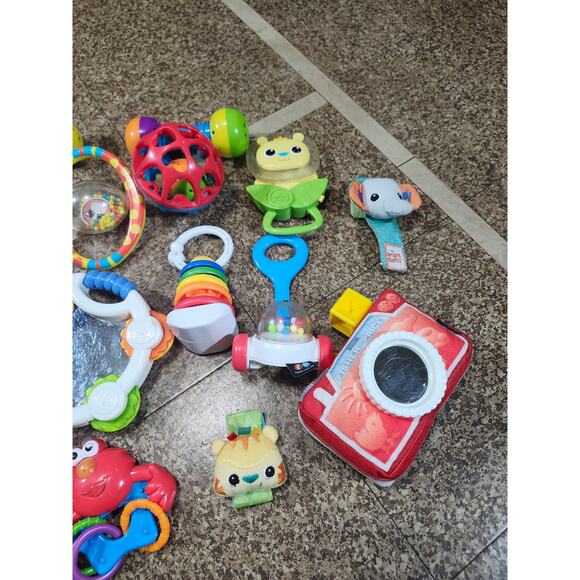 Lot of 17 Assorted Baby Toddler Toys Rattles Teethers Mirrors Crinkle Toy Bundle - Picture 4 of 8